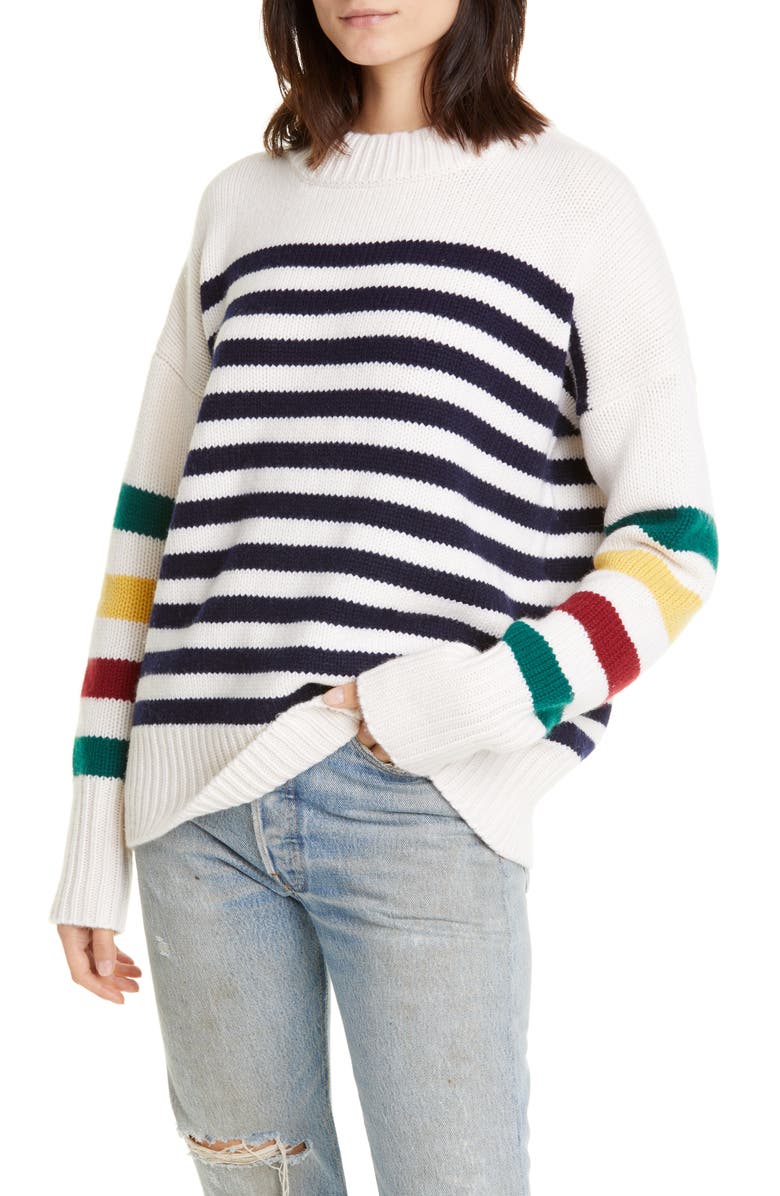 La Ligne Multi Stripe Marin Wool & Cashmere Sweater, Alternate, color,