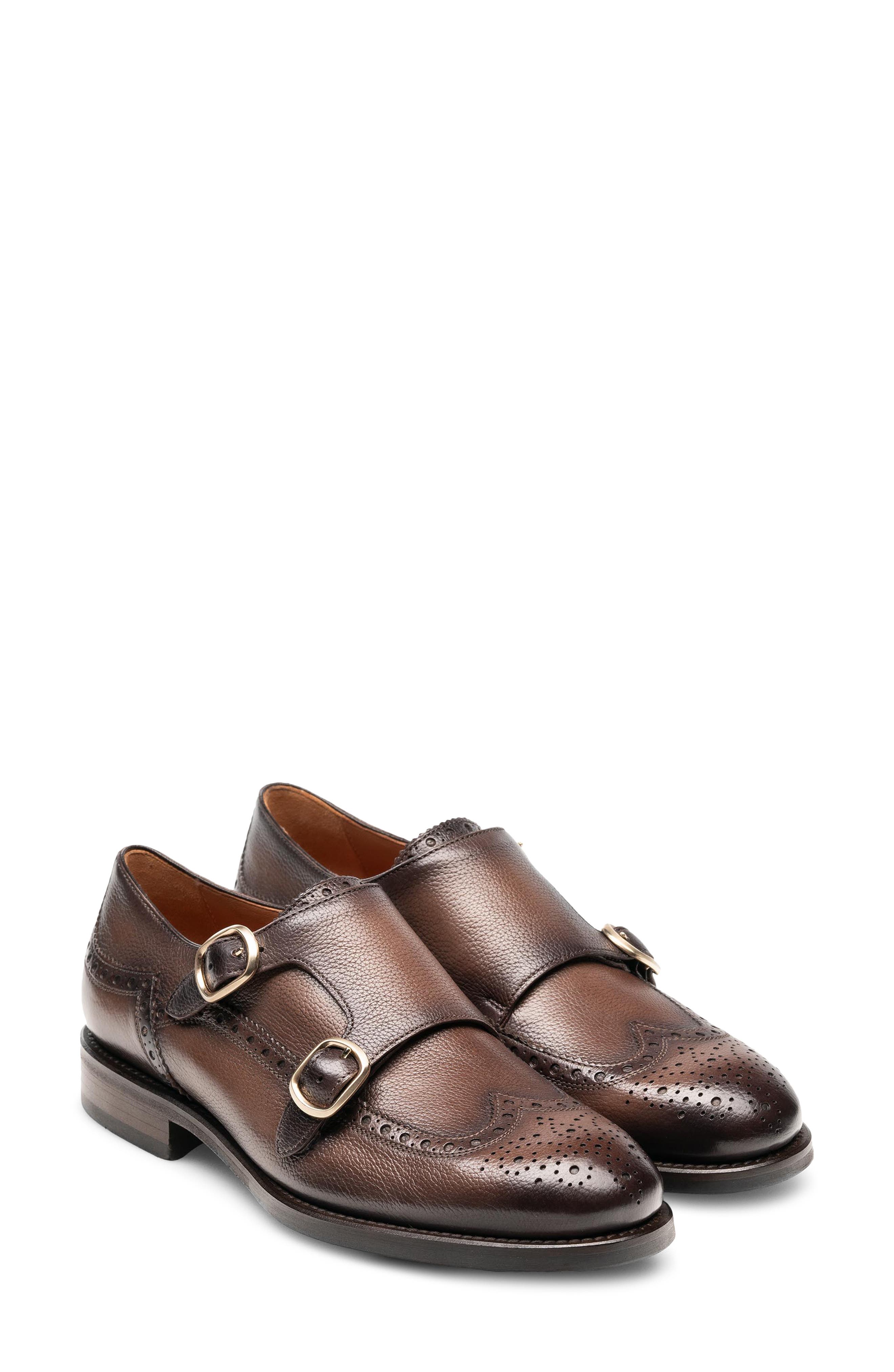 Magnanni Alicia Double Monk Strap Shoe, Main, color, Brown