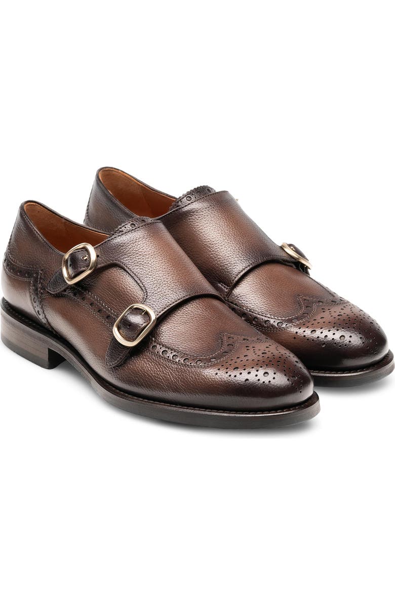 Magnanni Alicia Double Monk Strap Shoe, Main, color, Brown