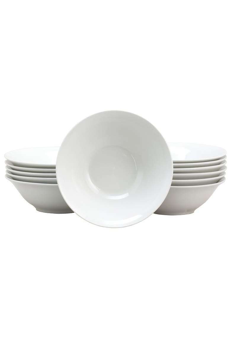 Noble Court 7 Inch Fine Ceramic Bowls  12 Piece Set, Main, color, White