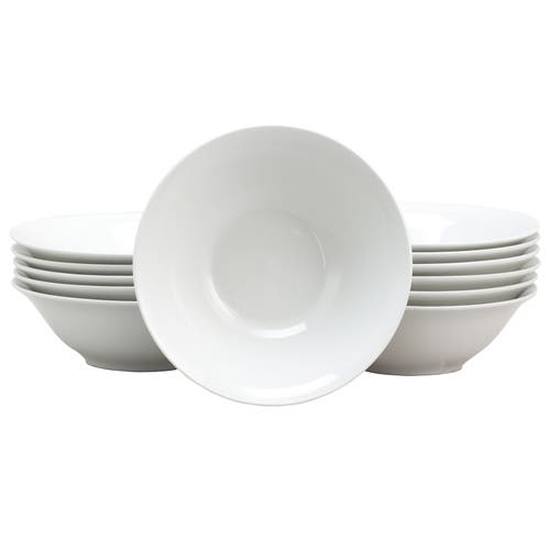 Gibson Home Noble Court 7 Inch Fine Ceramic Bowls 12 Piece Set In White