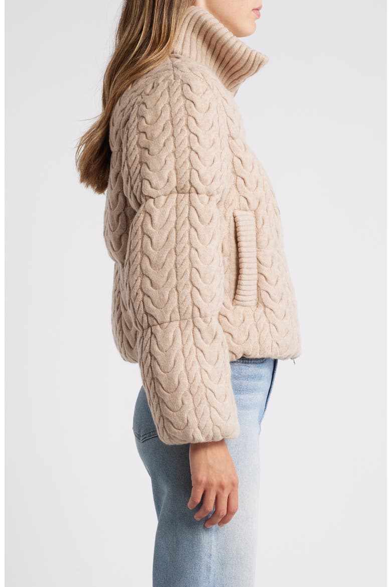 Reggie Cable Knit Puffer Jacket, Alternate, color, LIGHT TAUPE