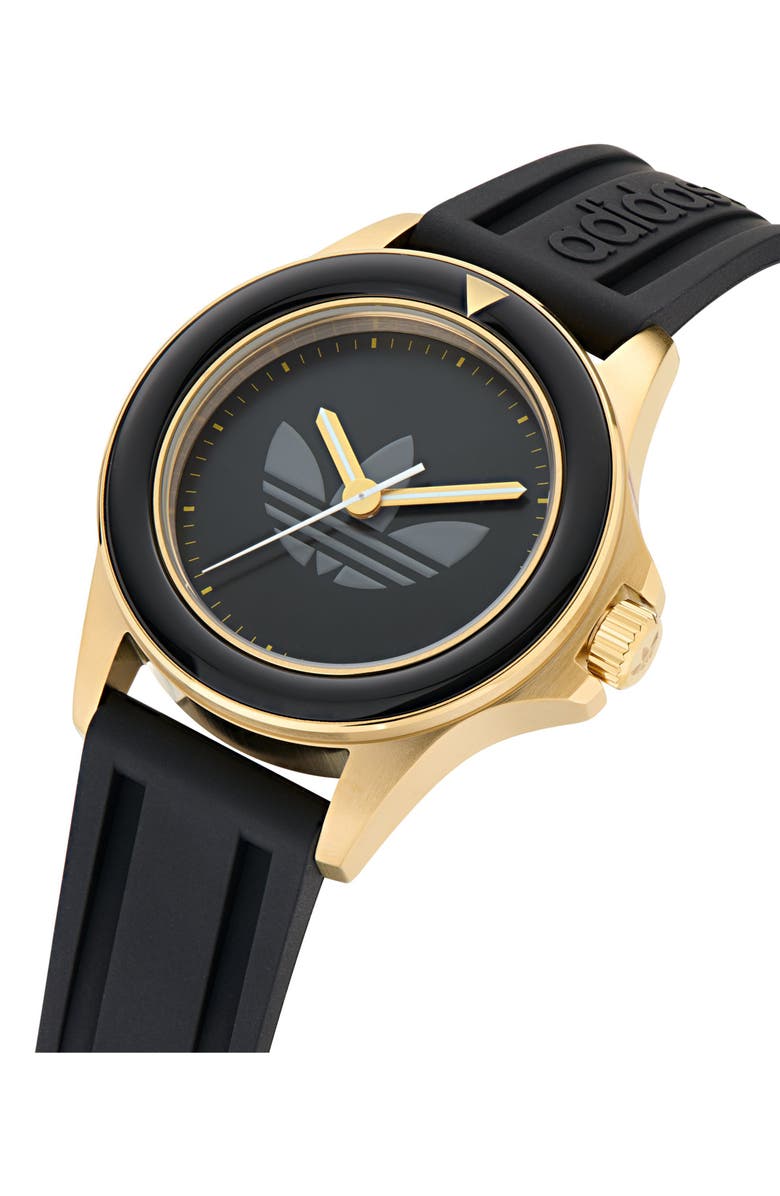 adidas Expression One Silicone Strap Watch, 44mm, Alternate, color, Black