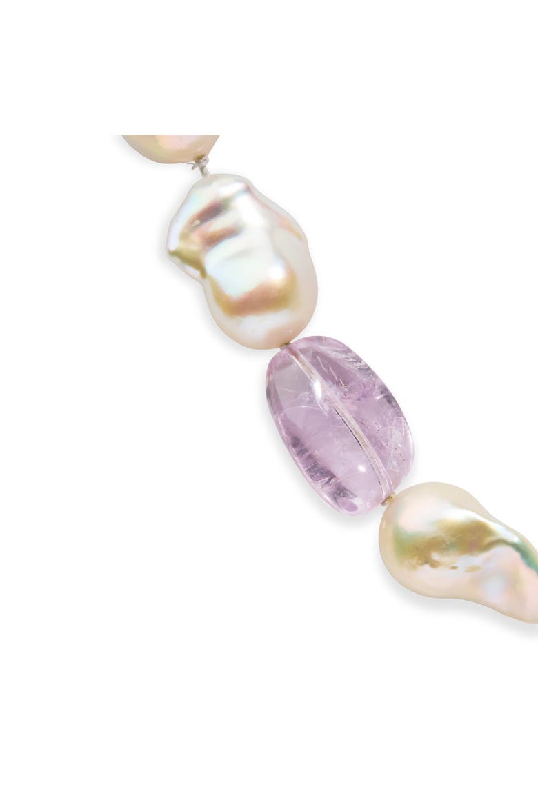 14K Yellow Gold Citrine, Amethyst, and Baroque Pearl Strand Necklace, Alternate, color, Yellow