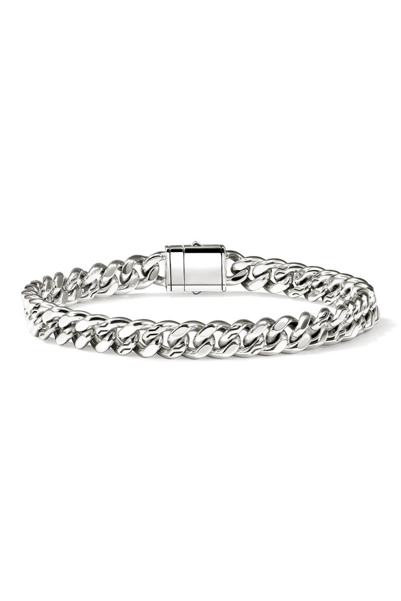 Curb Chain Bracelet, 7mm, Main, color, STERLING SILVER