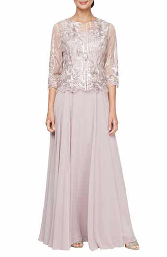 Sequin Embroidered Lace Mock Two-Piece Gown with Jacket
