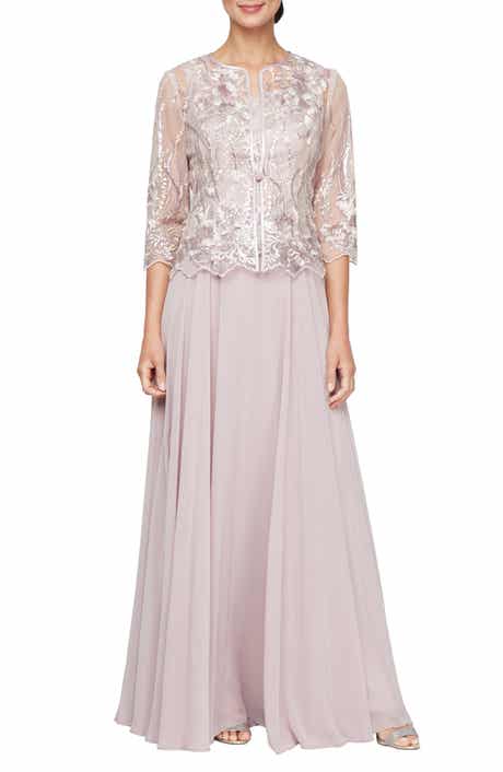 Sequin Embroidered Lace Mock Two-Piece Gown with Jacket