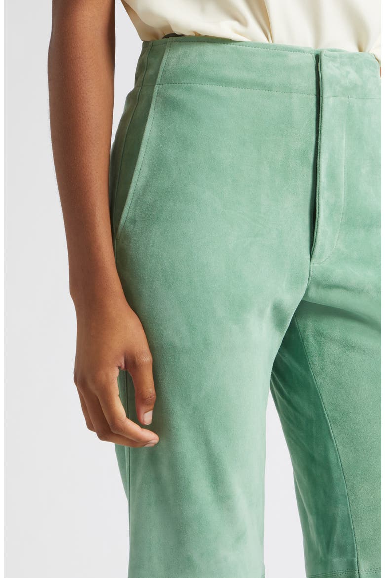 Freja Wide Leg Suede Leather Jeans, Alternate, color, AVENTURINE
