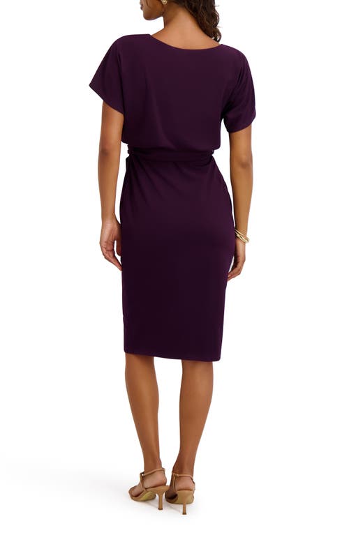 Kensie Tie Front Blouson Dress In Purple