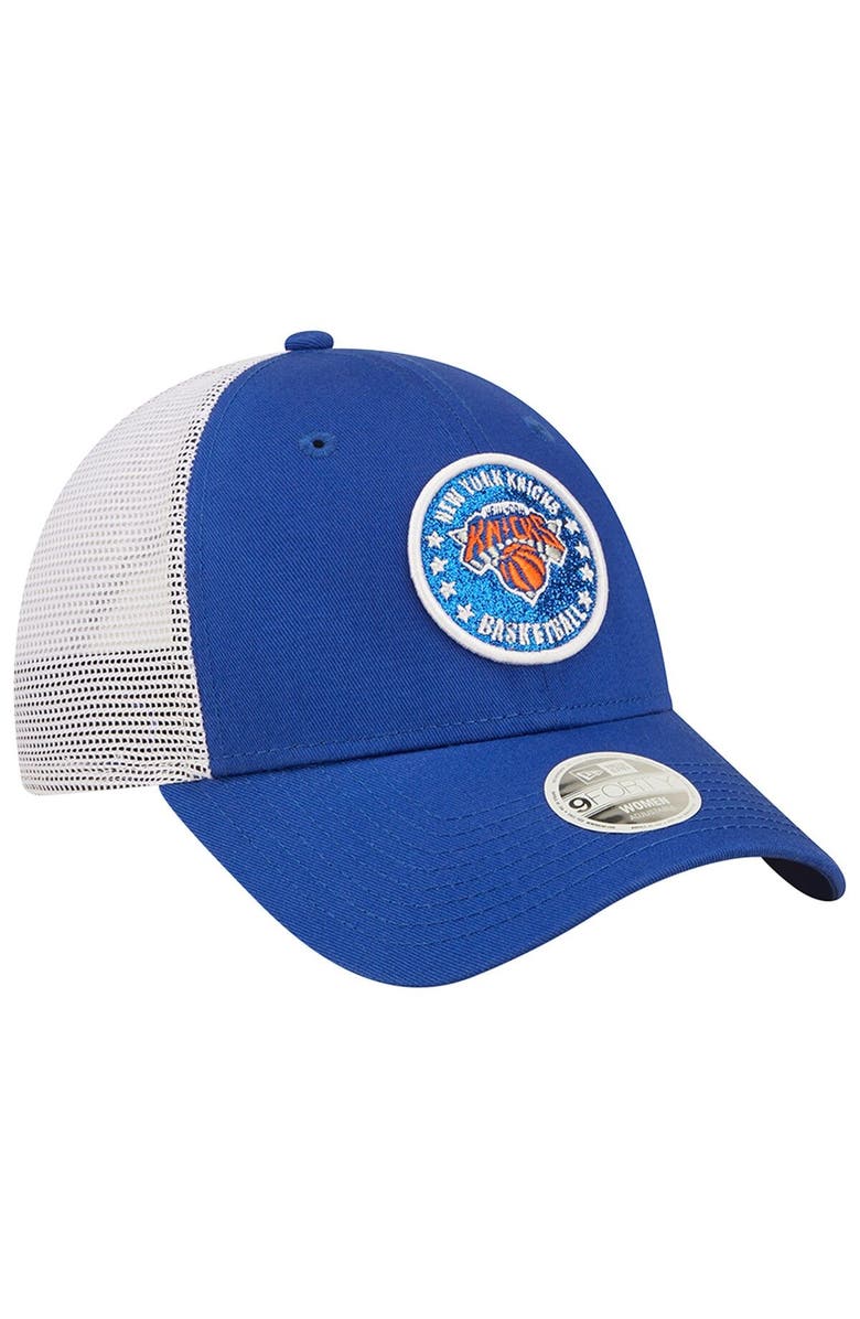 New Era Women's New Era Blue/White New York Knicks Glitter Patch 9FORTY Snapback Hat, Alternate, color, 
