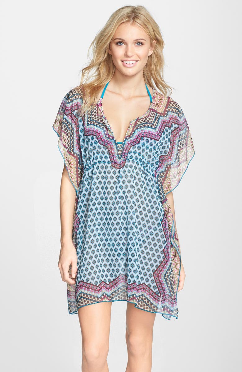 Becca 'Borrowed From The Boys' Chiffon Cover-Up Tunic, Main, color,