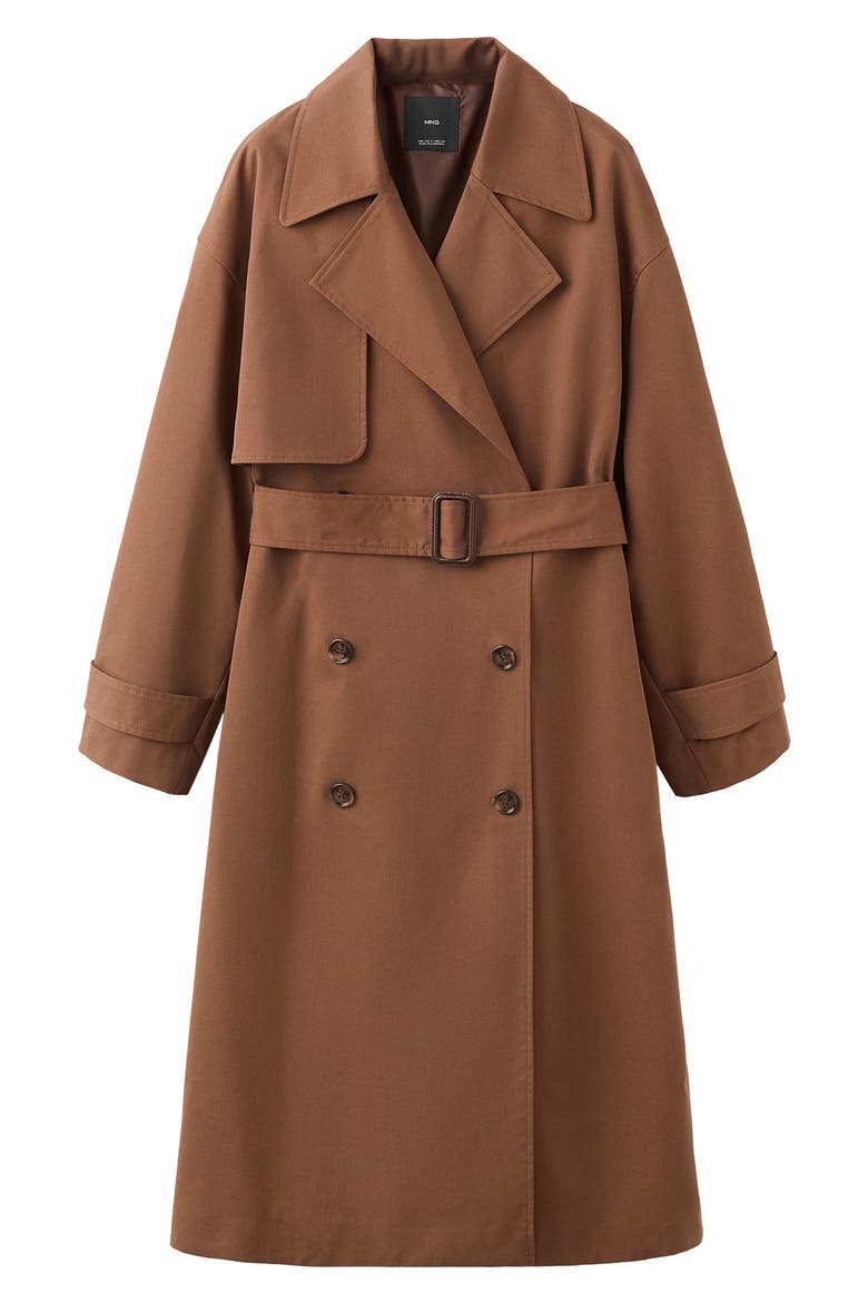 Long Double Breasted Trench Coat, Main, color, BROWN