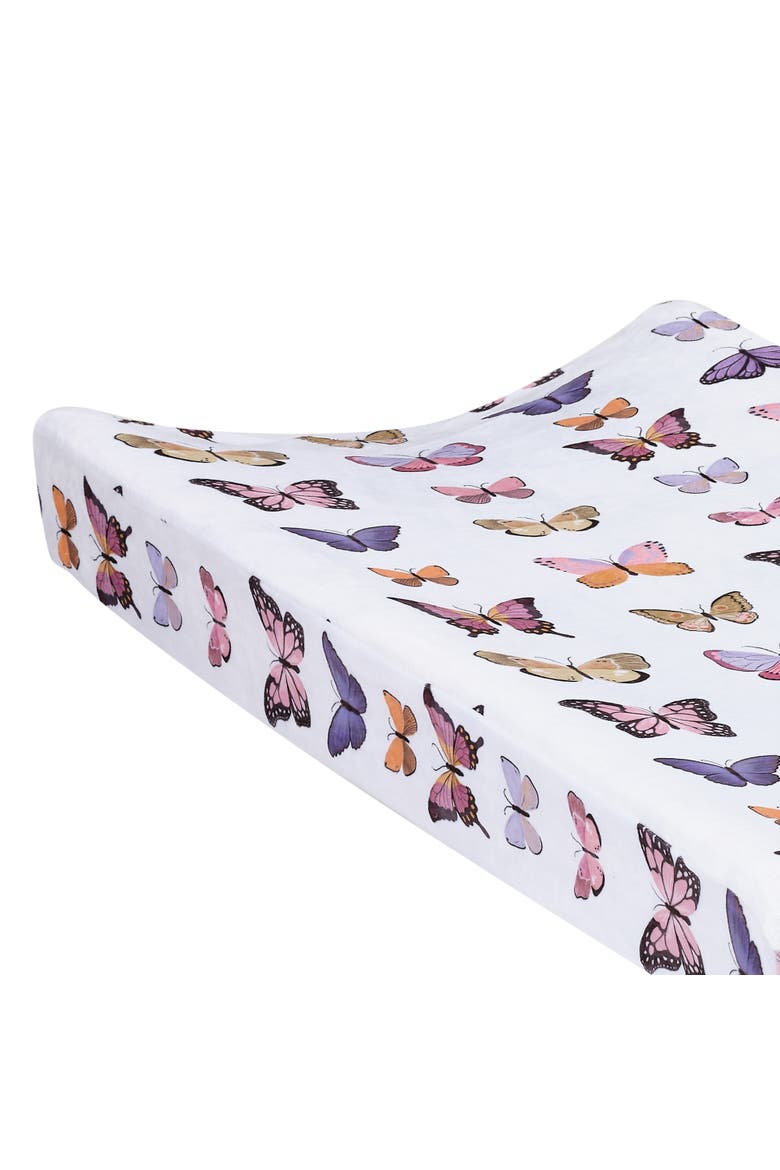 Butterfly Dreams Soft/Cozy Fleece Changing Pad Cover, Alternate, color, White