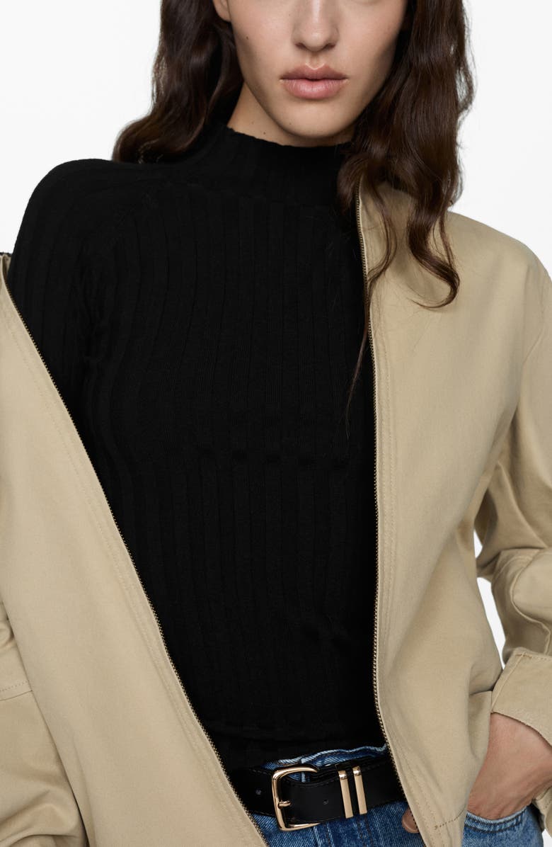 MANGO Flurry Rib Funnel Neck Sweater, Alternate, color, 