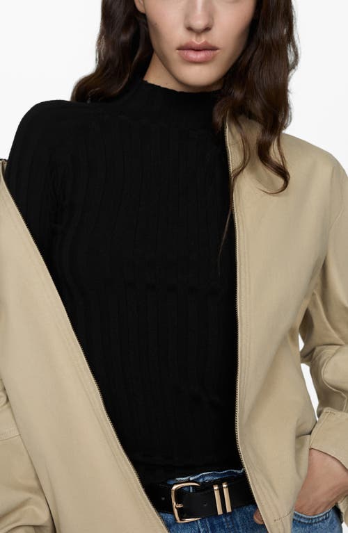 Mango Flurry Rib Funnel Neck Sweater