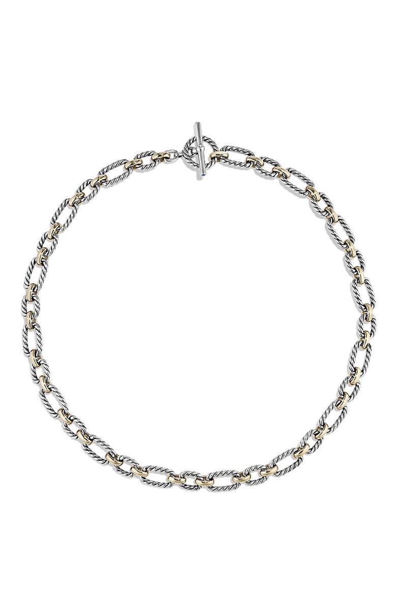 David Yurman 'Chain' Cushion Link Necklace with Sapphires & 18K Gold, Alternate, color, 