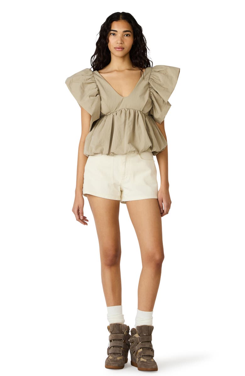 Steve Madden Saskya Babydoll Top, Alternate, color, Khaki