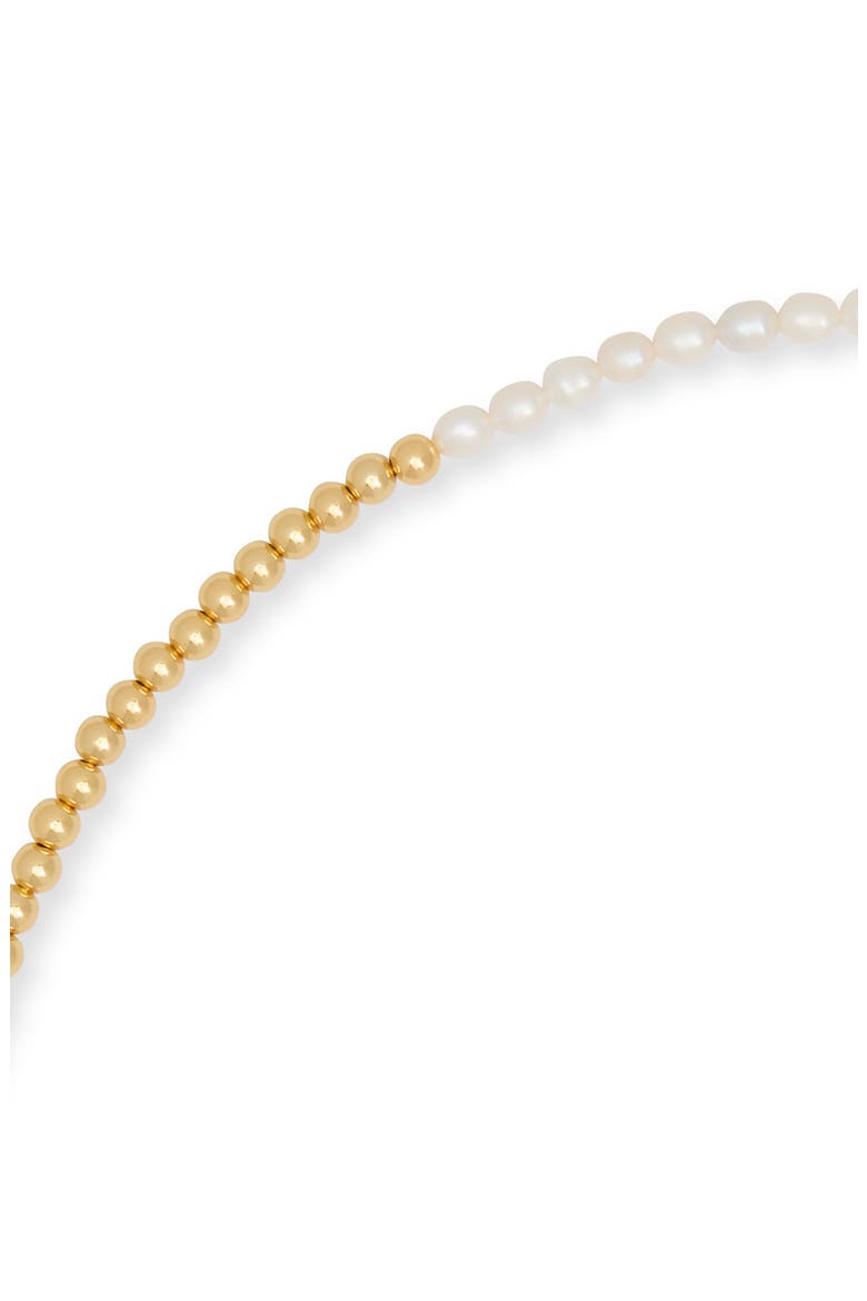 freshwater pearl toggle necklace, Alternate, color, CREAM/ GOLD.