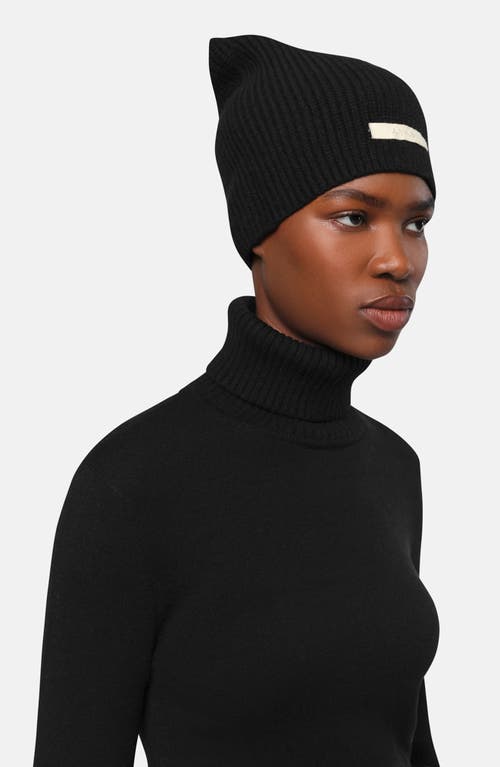 Apparis Logo-patch Ribbed-knit Beanie In Black