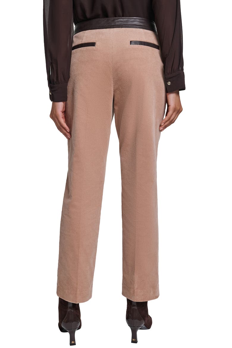 Faux Leather Trim Corduroy Pants, Alternate, color, CLAY