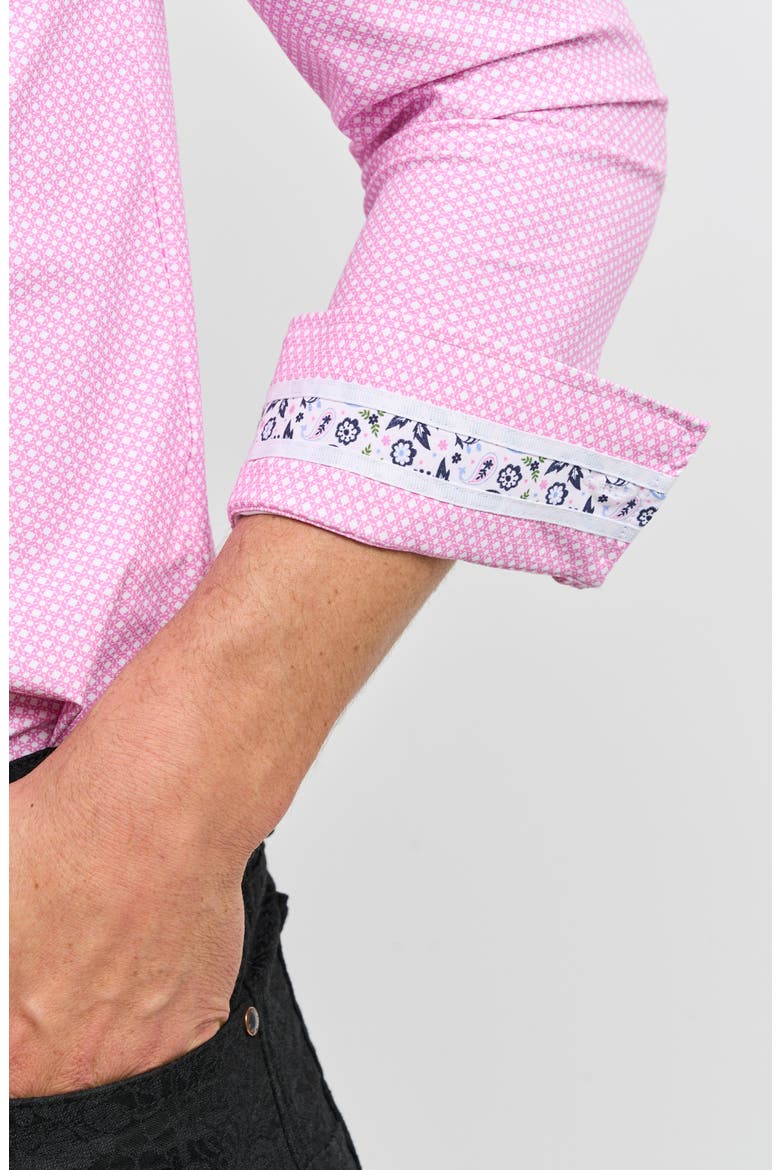 Galvan Print Woven Button-Up Shirt, Alternate, color, PINK