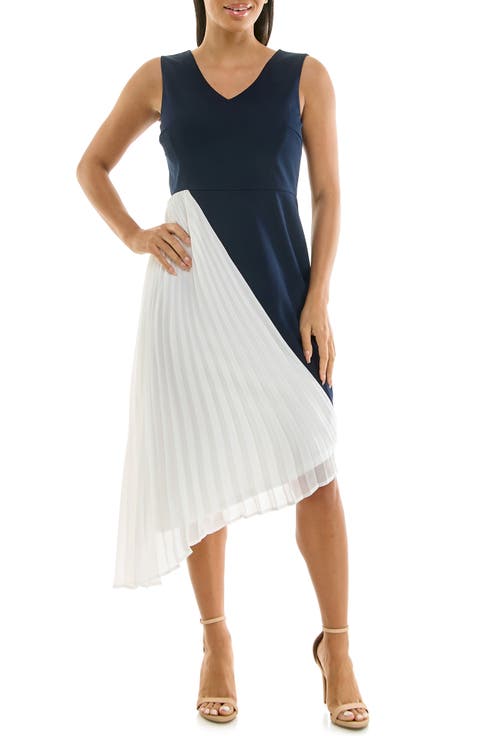 Asymmetric Pleated Midi Dress