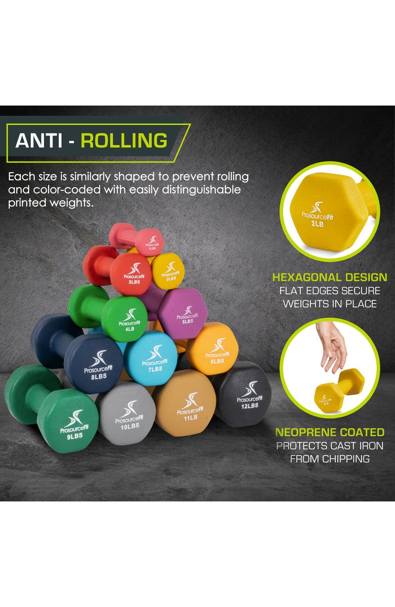 ProsourceFit Neoprene Dumbbells, Pair, Alternate, color, 2 Lb