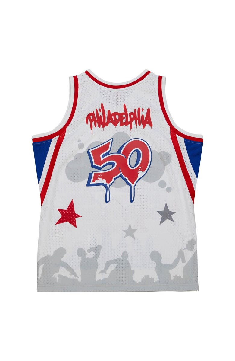 Mitchell & Ness Men's Mitchell & Ness x Tats Cru White Philadelphia 76ers Hardwood Classics Fashion Jersey, Alternate, color, White