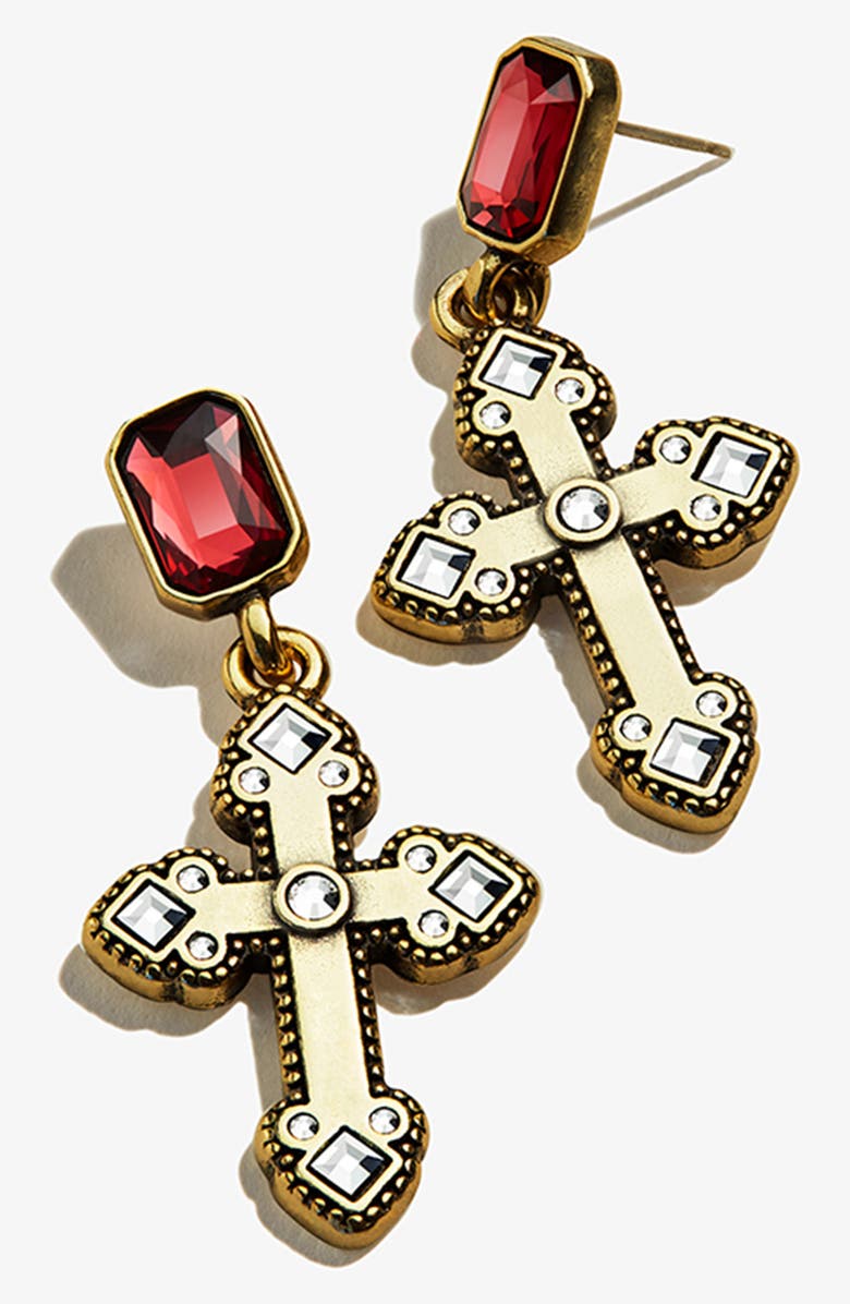 Alex and Ani Cross Statement Crystal Earrings, Main, color,