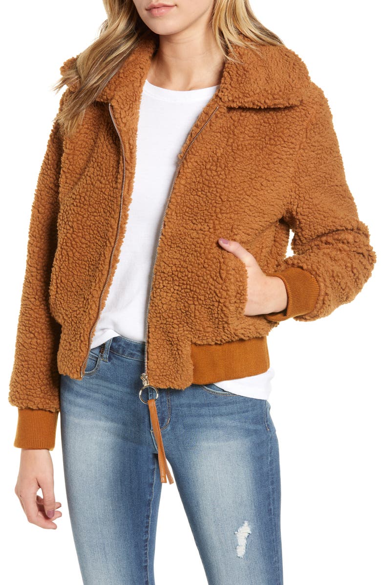 MOON RIVER Faux Fur Bomber Jacket, Main, color,