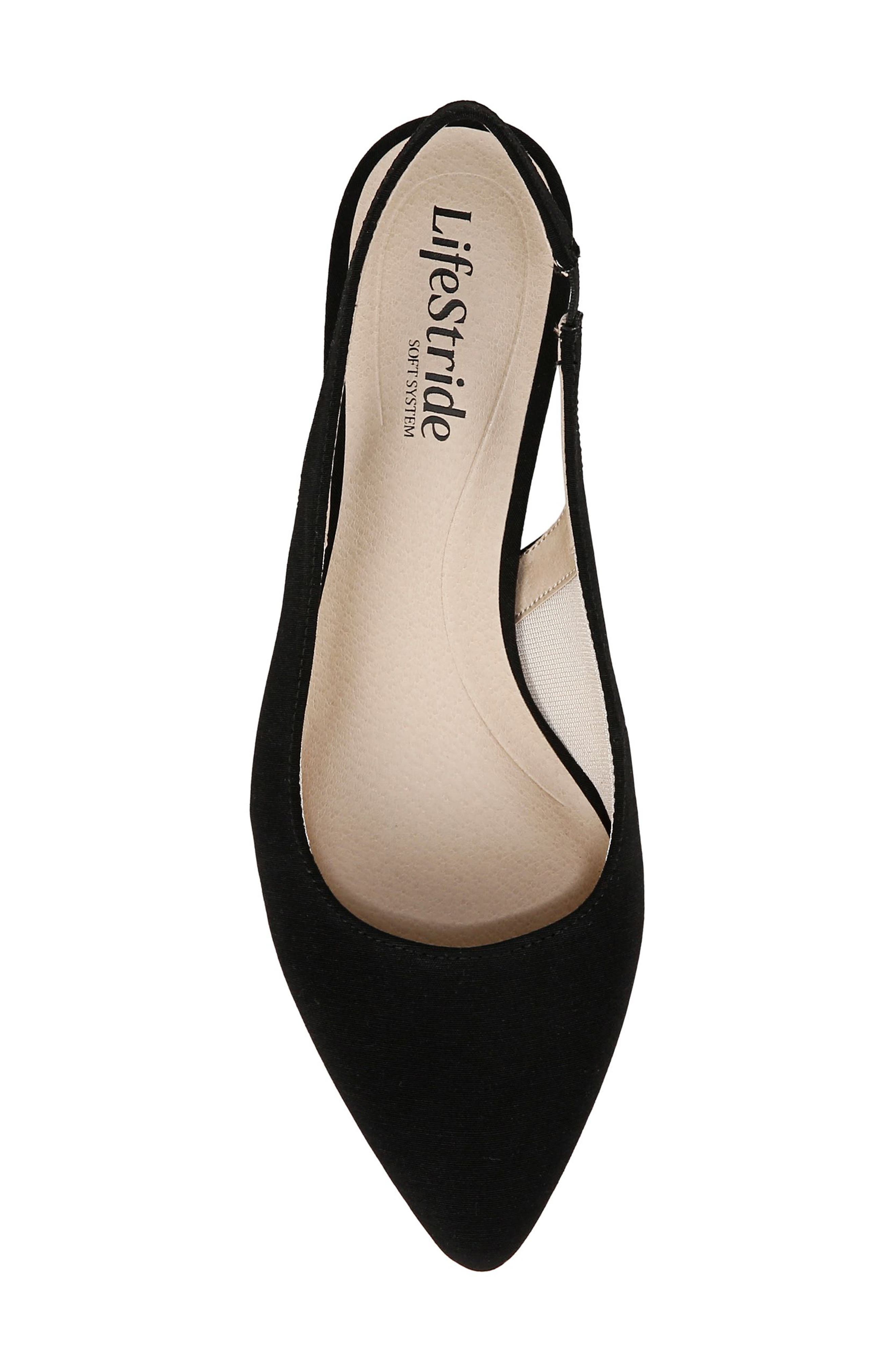 LifeStride Annalise Slingback Pointed Toe Pump - Wide Width Available, Alternate, color, Black Faux Suede