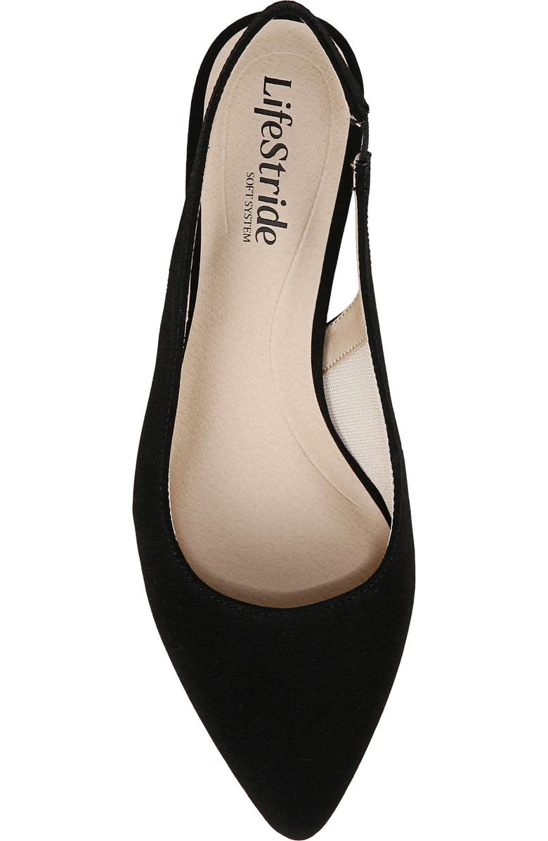 LifeStride Annalise Slingback Pointed Toe Pump - Wide Width Available, Alternate, color, Black Faux Suede