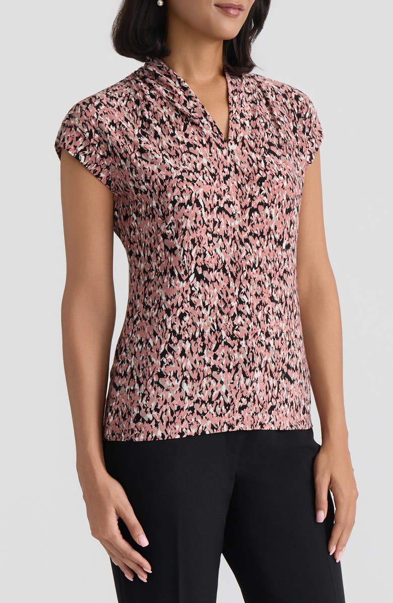 KASPER Abstract Print Funnel Neck Knit Top, Alternate, color, 