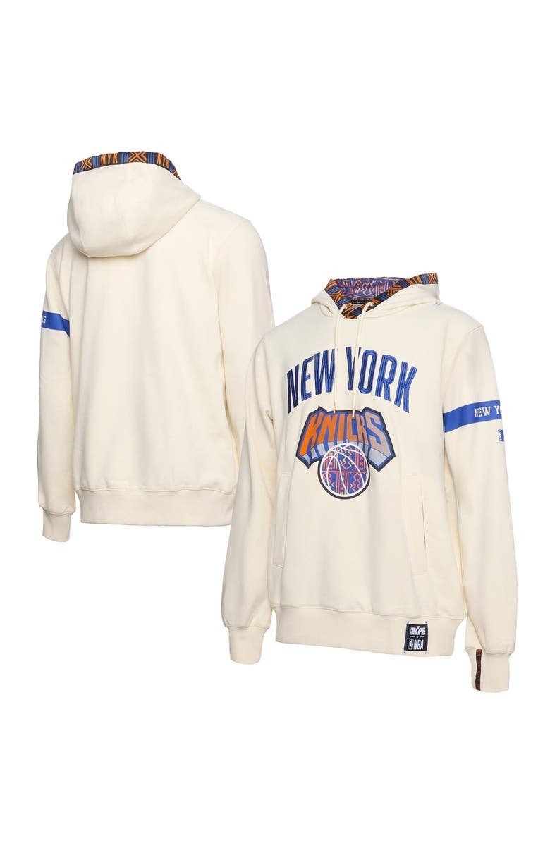 Two Hype Men's NBA x Two Hype  Cream New York Knicks Culture & Hoops Collection Premium Pullover Hoodie, Main, color, 