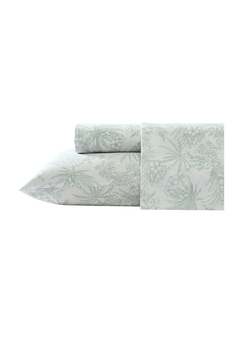 Pen & Ink Palm Sheet Set, Main, color, GREEN