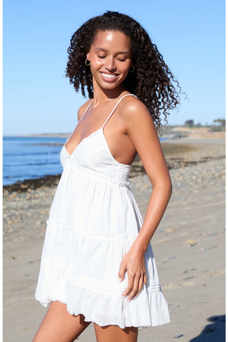 Phoebe Eyelet Babydoll Minidress, Alternate, color, WHITE