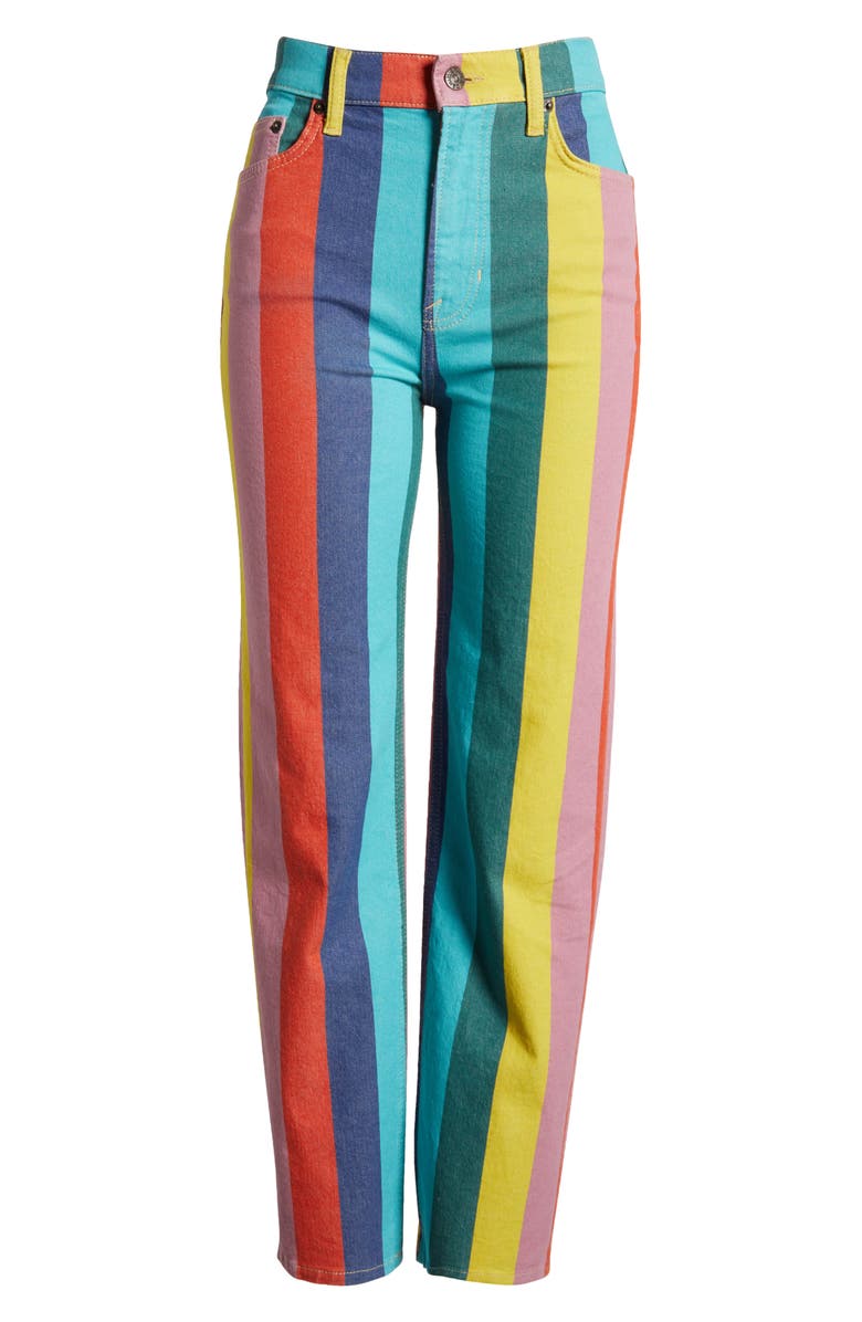 Boden High Waist Stripe Stretch Jeans, Alternate, color, 