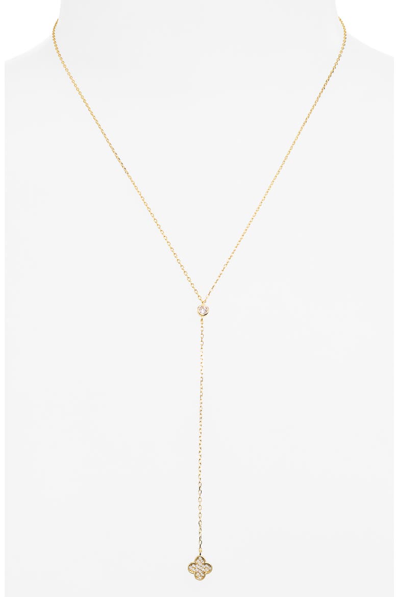 Cubic Zirconia Clover Y-Necklace, Alternate, color, GOLD