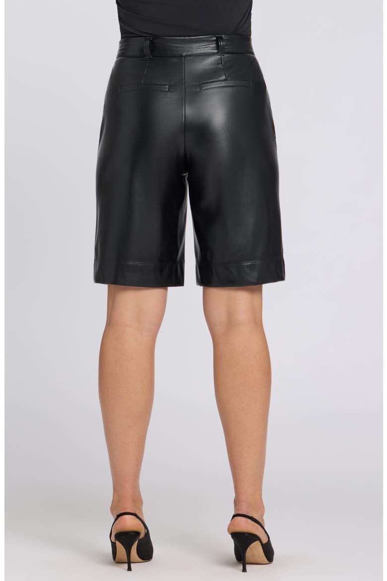 Relaxed Faux Leather Bermuda Shorts, Alternate, color, BLACK