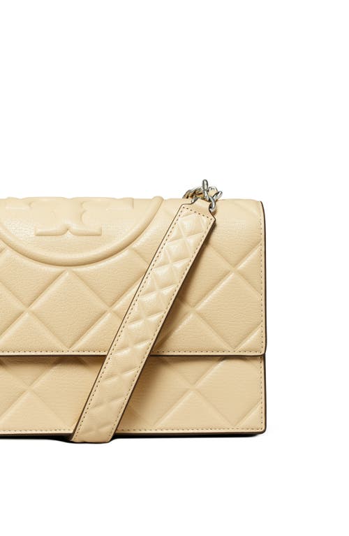 Tory Burch Fleming Small Convertible Leather Shoulder Bag In Vanilla Soft Serve