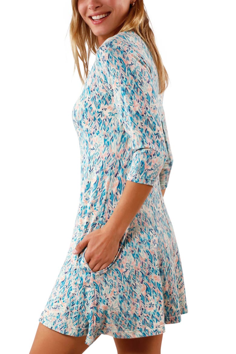3/4 Sleeve Swing Dress, Alternate, color, River Painted Eden