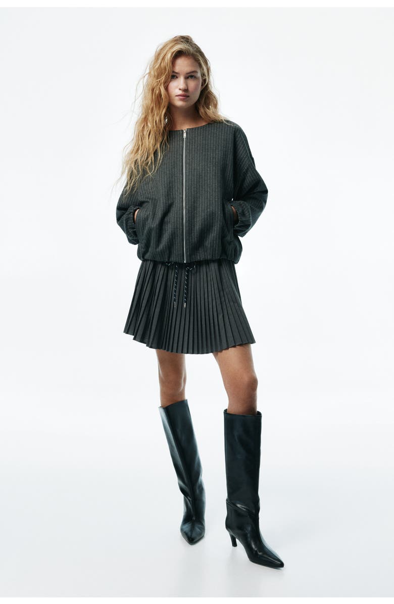 H&M Oversized Jersey Jacket, Alternate, color, Gray Melange/Pinstriped