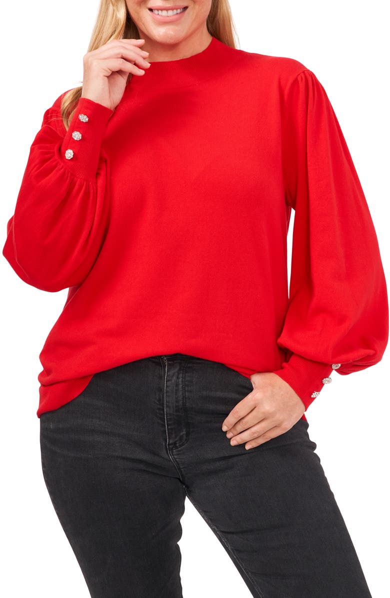 CeCe Mock Neck Cotton Sweater, Main, color,