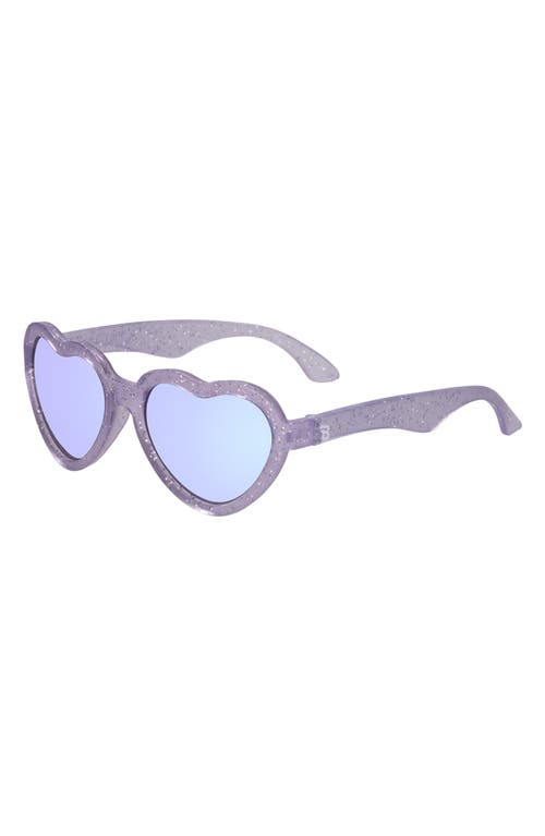 Babiators Kids' Small 46mm Mirrored Shimmer Heart Sunglasses In Blue