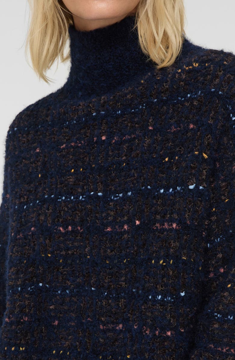 Lafayette 148 New York Lofty Alpaca Blend Bouclé Turtleneck Sweater, Alternate, color, Navy Multi