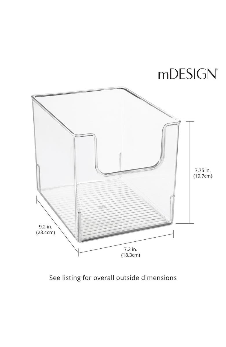 mDesign Kitchen Plastic Storage Organizer Bin with Open Front - 8 Pack, Alternate, color, Clear