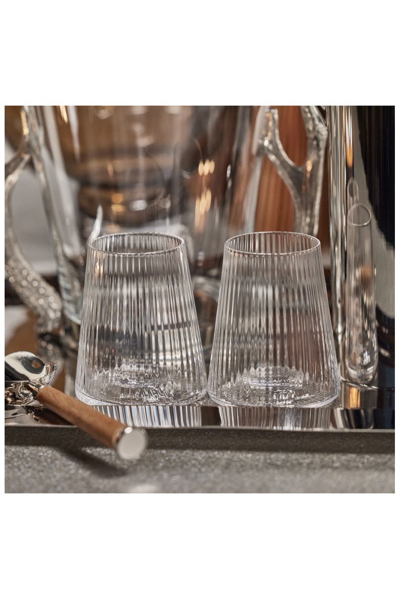 Benin Taper Up of 4 Stemless Wine Glasses, Alternate, color, CLEAR