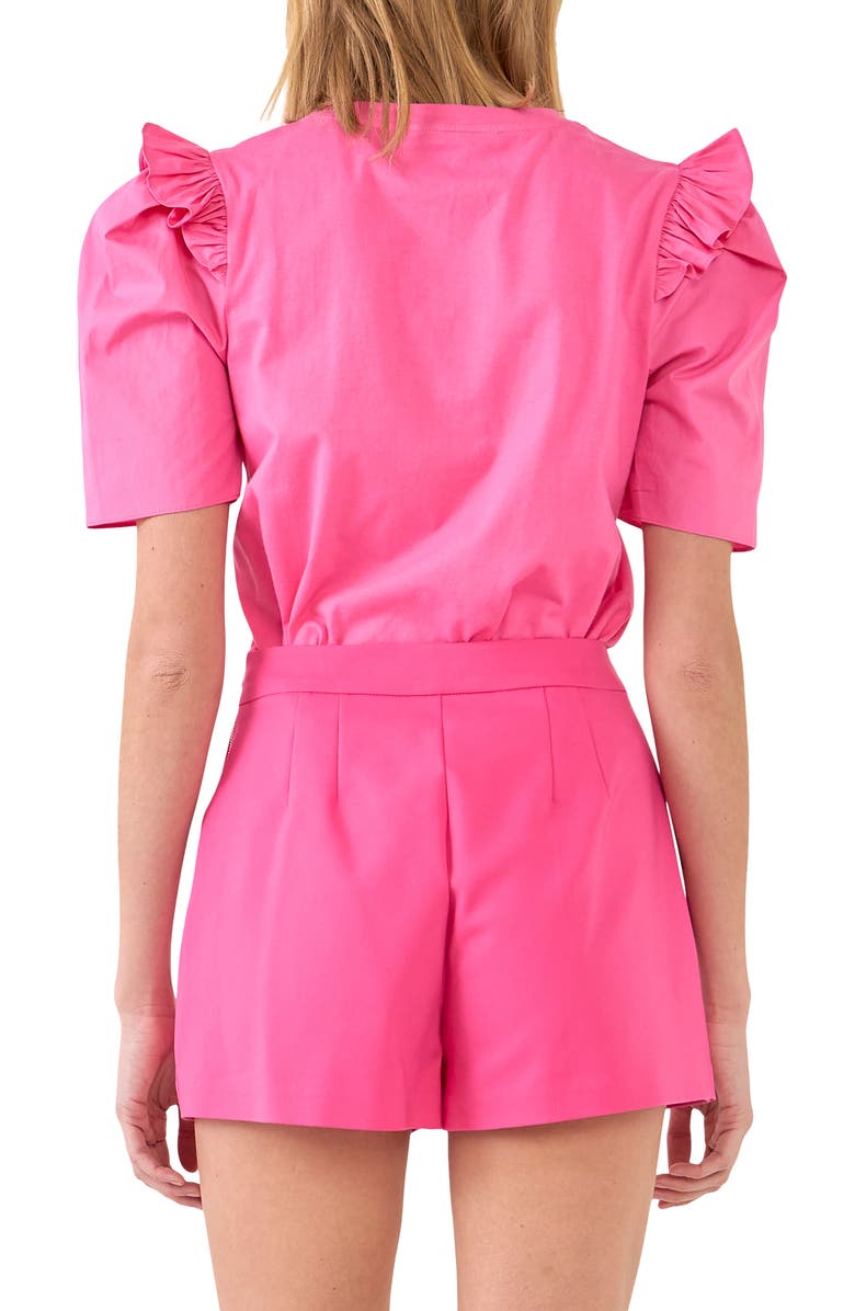 English Factory Mini Ruffle Puff Sleeve T-Shirt, Alternate, color, Hot Pink