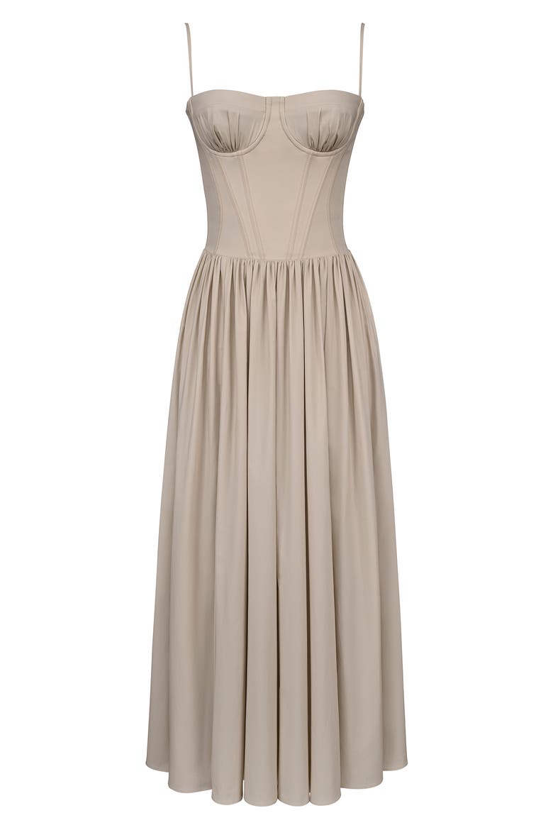 Rona Cotton Corset Maxi Dress, Alternate, color, TAUPE