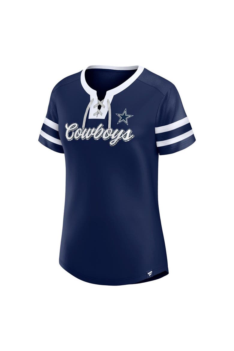 Women's Fanatics Branded Navy Dallas Cowboys Original State Lace-Up T-Shirt, Alternate, color, Navy